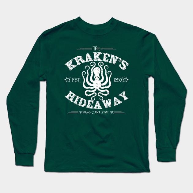 The Kraken's Hideaway, distressed Long Sleeve T-Shirt by hauntedjack